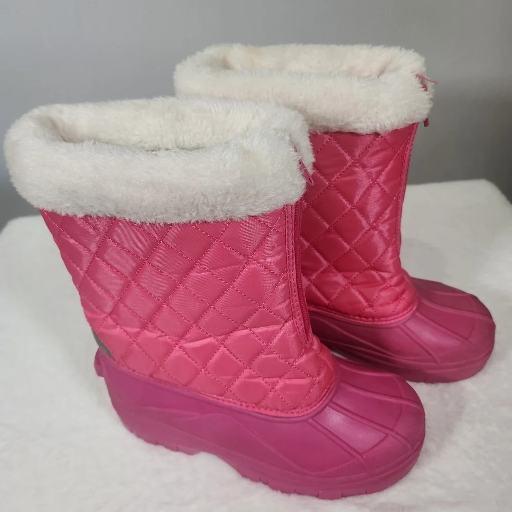 Pink Quilted Kids Snow Boots
